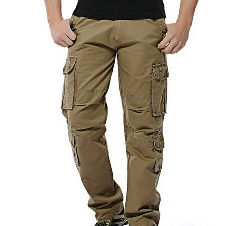 Mens Sweatpants Men'S Mid-Waist Zip Cargo Pants Relaxed Fit Solid Cargo  Trousers With Multi-Pocket