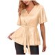 thumbnail image 2 of Tejiojio Women's Sequin Top V-Neck Flared Sleeve Front Tie Sparkly Party Blouse, 2 of 5