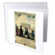 3dRose Vintage The Keystone Pennsylvania Railroad Train Building the First Whitehouse Travel Poster, Greeting Cards, 6 x 6 inches, set of 12