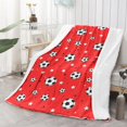 thumbnail image 2 of Soccer and Star Red Pattern Soft Sherpa Fleece Throw Blanket, Warm Cozy Plush Blanket for Sofa Bed Couch, All Season, 60"x80", 2 of 5