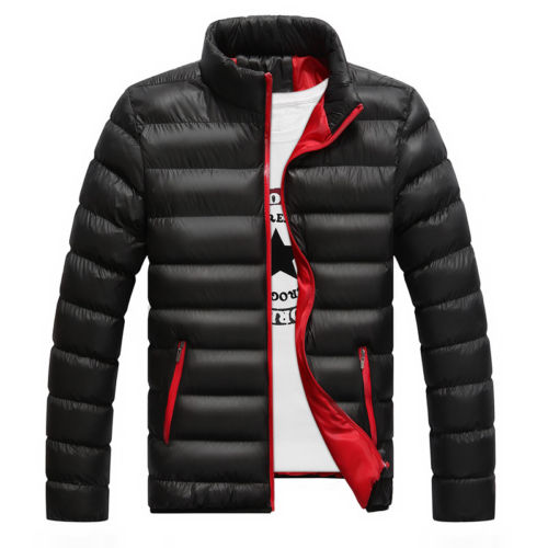 Men' s Winter Puffer Down Coat Long Sleeve Stand Collar Full Zip Jacket  Warm Windproof Outwear