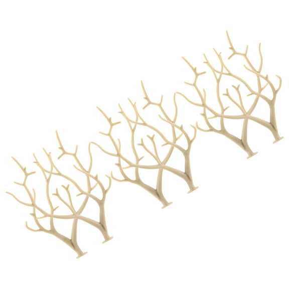 PAMINGONO 6Pcs Antler Shape Artificial Tree Twigs Beige Plastic Resin Reusable Christmas Party Accessory