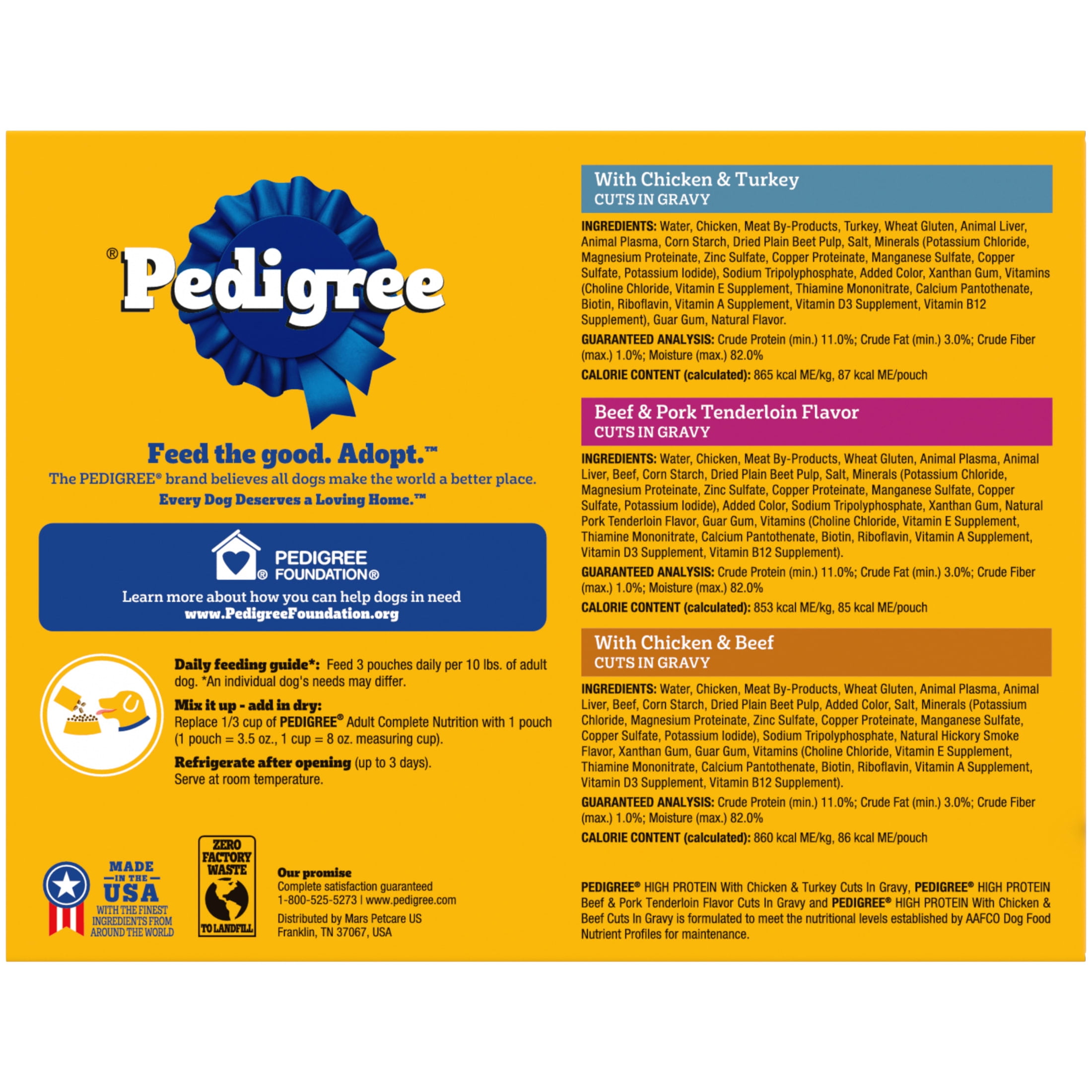 (4 pack) Pedigree High Protein Dog Food Wet Variety Pack Pouches, 3.5 oz. Pouches, 18 Count