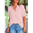 thumbnail image 3 of Blusa PRETTYGARDEN Mujer Cuello en V Manga Corta Abullonada Rosa, 3 of 8