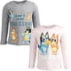 thumbnail image 1 of Camiseta de manga larga Bluey para niñas pequeñas paquete de 2 gris/rosa 4T, 1 of 7