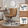 thumbnail image 2 of Yaheetech Modern Tufted Armless Desk Office Chair with Rolling Wheels, Retro Brown, 2 of 7