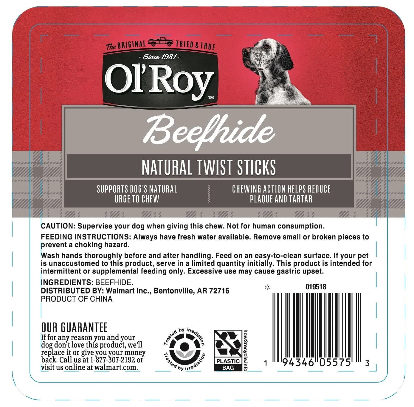 (6 pack) Ol Roy 5-inch Rawhide Sticks Natural Beef hide, Chews for Dogs, 11.4 oz, 50 Count