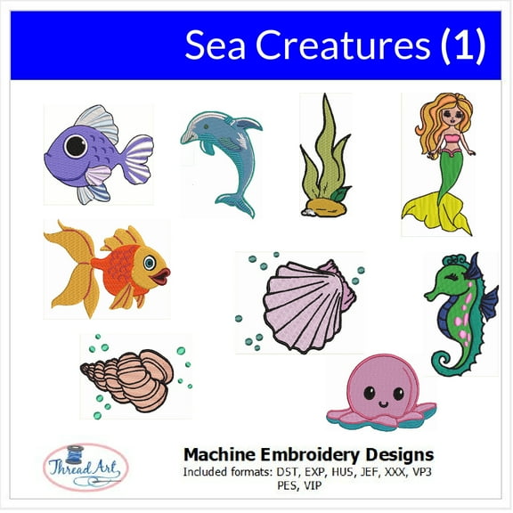 Threadart Machine Embroidery Designs - Sea Creatures (1)