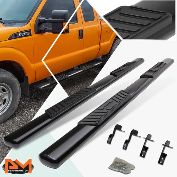 PM PERFORMOTOR for 99-16 Ford Super Duty Ext Cab Oval 5" Side Step Nerf Bar Running Board Black