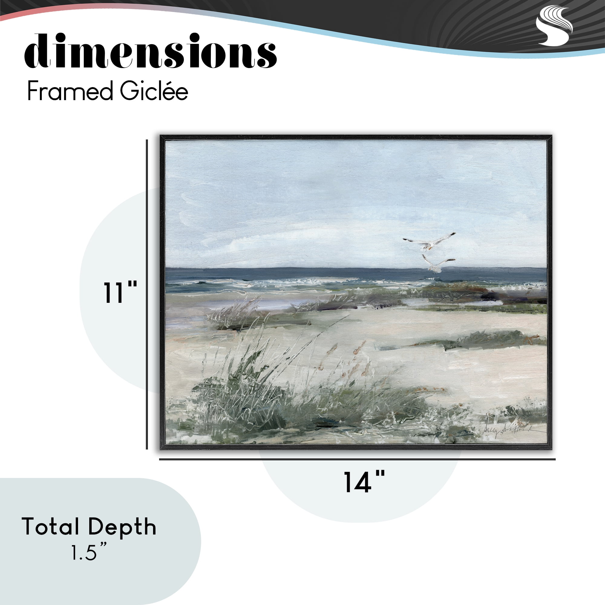 Stupell Industries Seagull Pair over Waves Black Framed Giclee Art, design by Sally Swatland