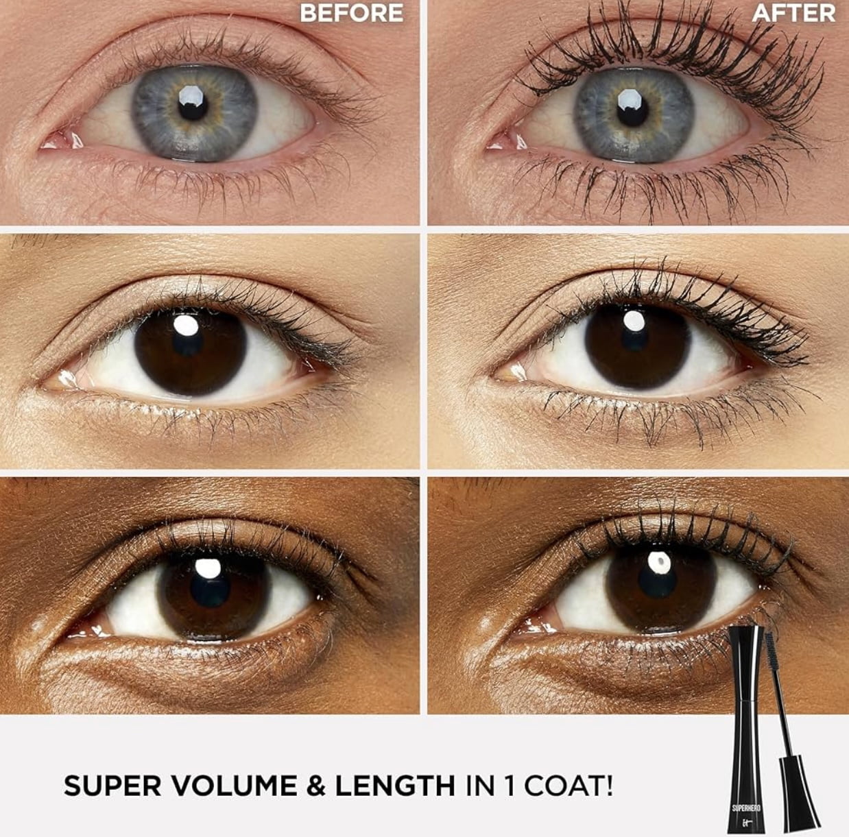 IT COSMETICS Your Superhero Eye Duo Mascara & No-Tug Shadow Stick Silk Armour