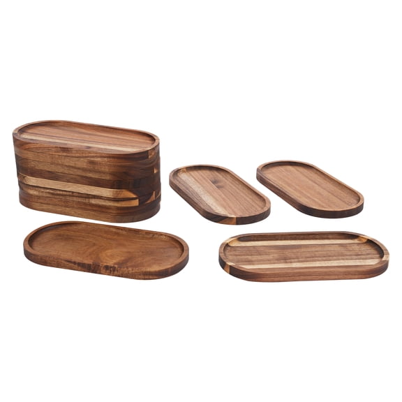 Dwellnix 12 Pcs 10 5 0 78in Rustic Wooden Serving Tray Oval Wood Tray Wooden Trays US