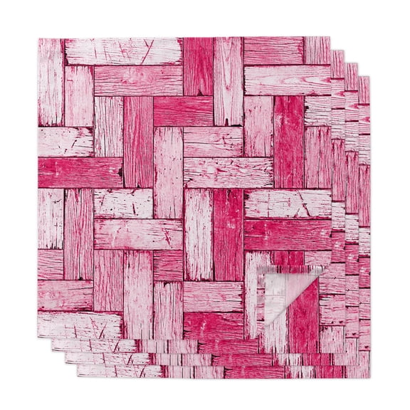 Cloth Napkins Set of 4 - 20x20 Inches, Pink Wood Grain Washable Reusable Table Napkins, Farmhouse Vintage Shabby Geometric Soft & Absortbent Dining Napkin for Party Wedding Hotel Restaurant