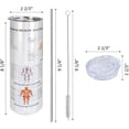 thumbnail image 3 of Human Anatomy 20 Oz Skinny Tumbler, Chart of Organs Body Structures Biology Themed Cartoon Schemes, Leak-Proof Straw Lid and Brush Vacuum Insulated for Outdoor Use, White Multicolor, 3 of 6