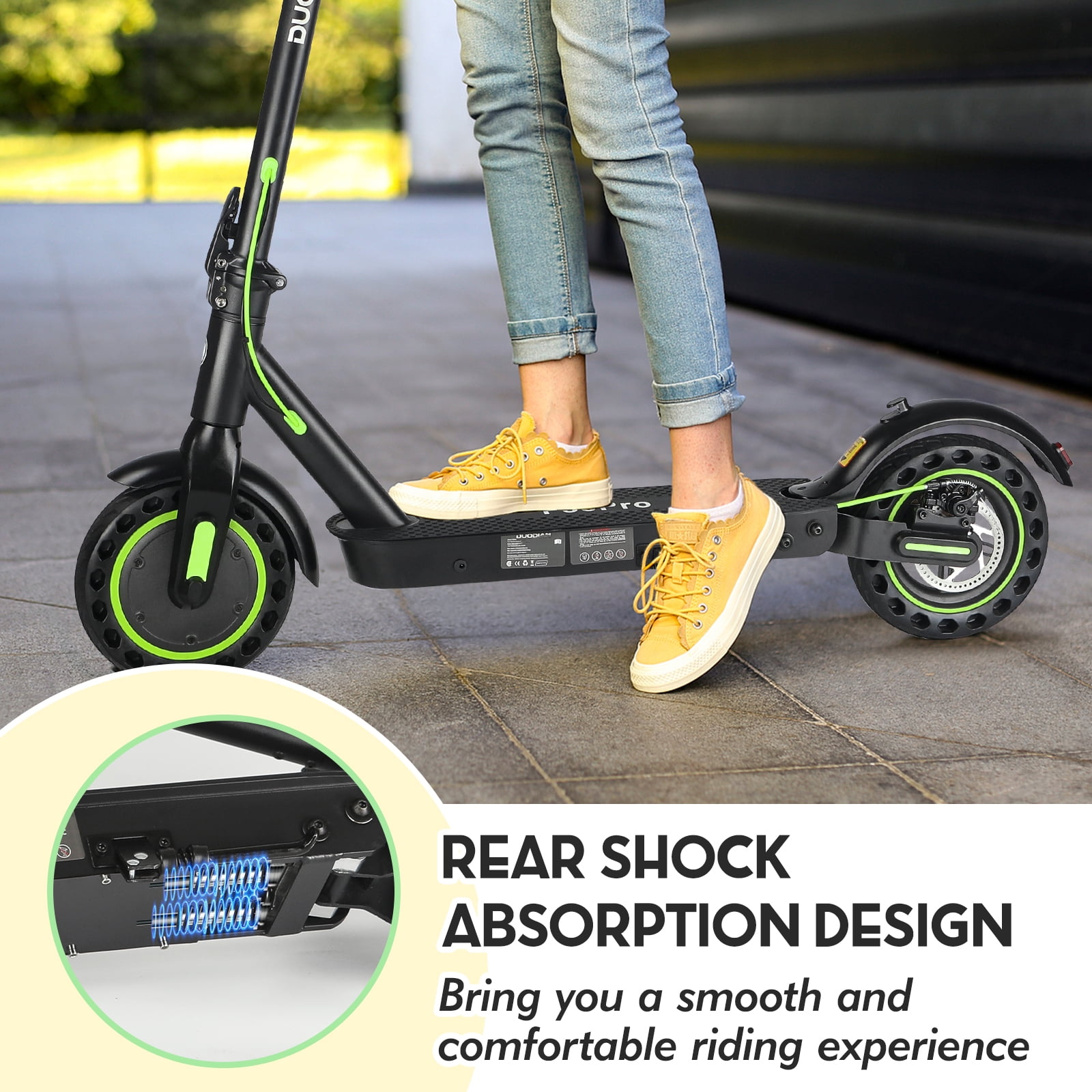 Electric Scooter for Adults,10" Tires ,19 mph, 20 Miles Range,Rear Suspension, Portable Folding E Scooter with Dual Braking System for Adult and Teens