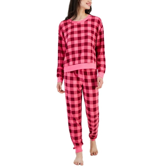 Jenni Women’s 2-Pc. Long-Sleeve Packaged Pajamas Set, Pink, X-Large
