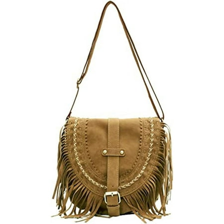 LinYooLi Women s Faux Suede Fringe Crossbody Purse Tassel Shoulder Bag Hippie Boho Western Purse Nashville Country Concert Outfits