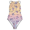 thumbnail image 3 of Kuromi And My Melody Women's One Piece Swimsuit High Neck Tummy Control Swimwear Bathing Suit, 3 of 7