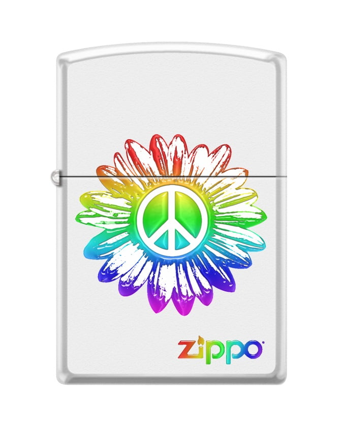 Zippo Custom Design Colorful Flower with Peace Sign Centerpiece