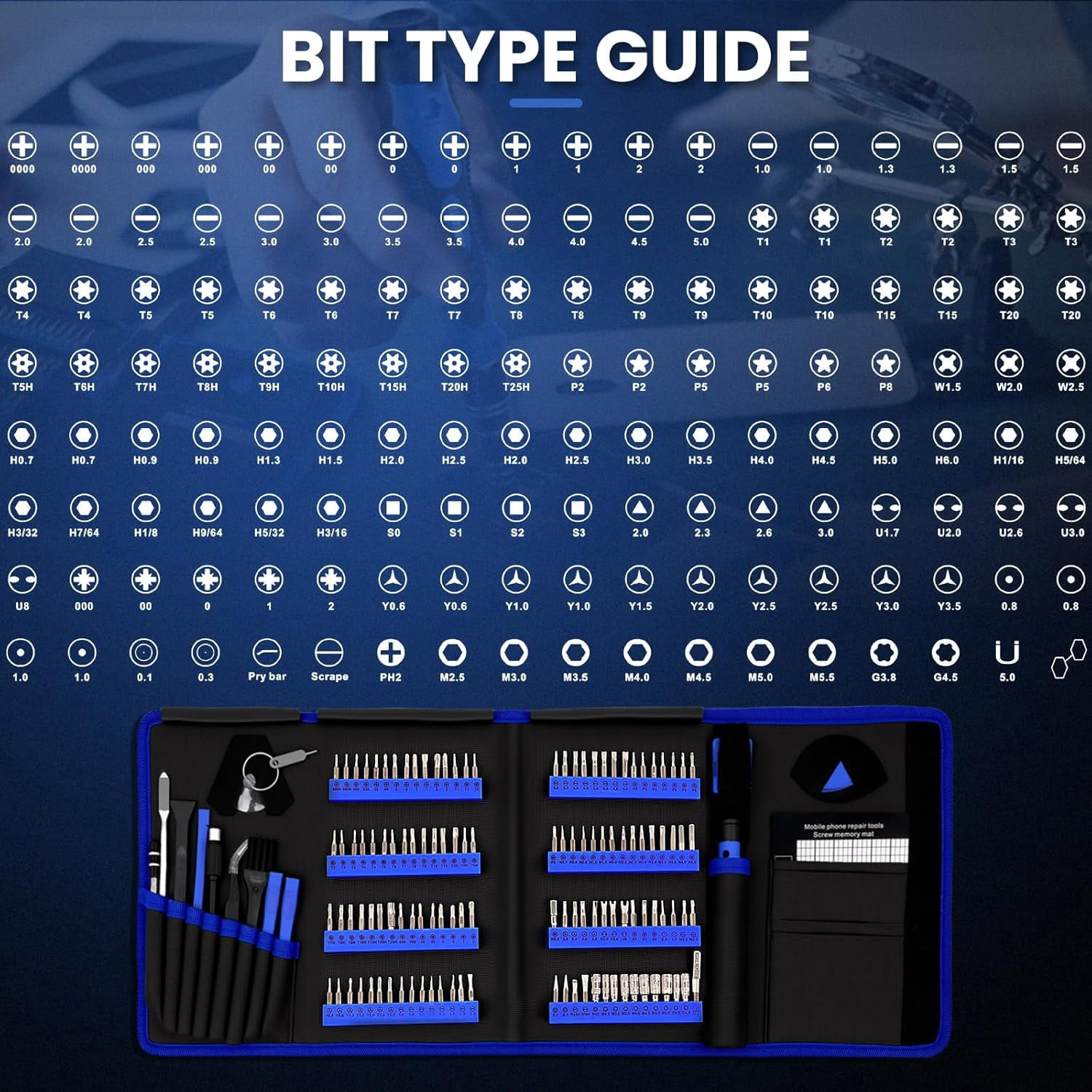 168Pcs Precision Screwdriver Set for Electronics–Multi-Bit Repair Tool Kit for iPhone,MacBook,Laptop,Tablet,PS4,Xbox,Nintendo|Magnetic Mat,ESD Tweezers,Suction Cup&Spudger|Comes with Repair Tool Bag