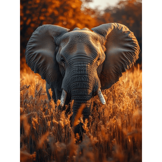 Qisvanset 12x16 Inch African Elephant Canvas Wall Art, Safari Wildlife Portrait Ready To Hang Home Decor