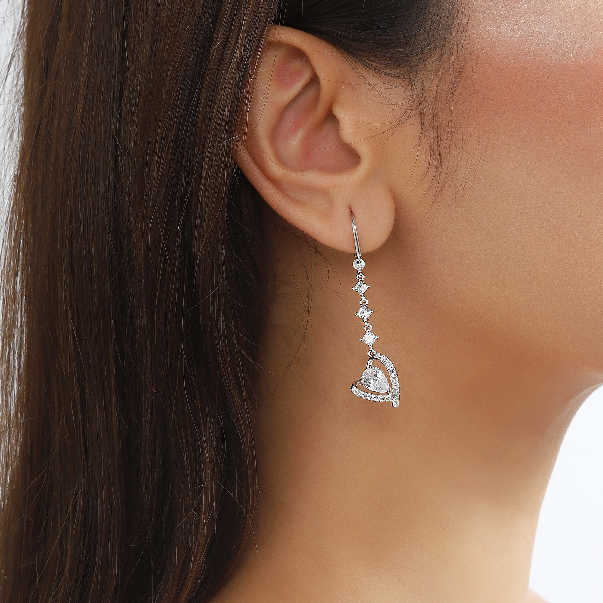 Beautlace 925 Sterling Silver Heart Drop Earrings,Love Heart April Birthstone Dangle Earrings Hook Jewelry Birthday Christmas Valentines Mother's Day Gifts for Women Mom