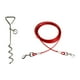 thumbnail image 3 of Cable y estaca para amarre de perros Cable para correa de perro exterior con estaca Espiral antioxidante Cable Rojo 500cm, 3 of 9