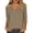 #0215-Khaki, variant on Uootdi Shirts for Women V Neck 3/4 Sleeve Linen Look Solid Tunics City Street Style Airy Comfortable Relaxed Fit Tees Gift