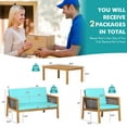thumbnail image 3 of Gymax 4PCS Patio Acacia Wood Furniture Set PE Rattan Conversation Set w/ Turquoise Cushions, 3 of 9