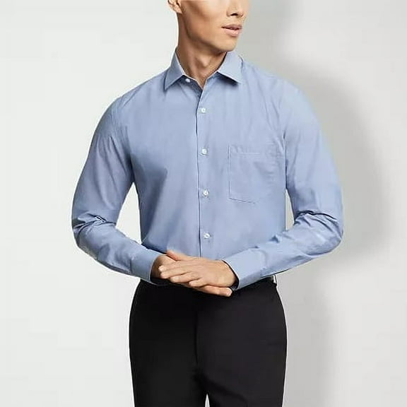 Van Heusen Mens Regular Fit Stain Shield Dress Shirt Penn Blue M 15-15.5 32/33