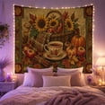 thumbnail image 2 of Coffee Cup With Pumpkins and Sunflowers, Cozy Rustic Style for Farmhouse Decor Lovers, Harvest Wall Art, Thanksgiving Hostess Gift, Tapestry Wall Hanging for Kitchen and Entryway, 2 of 7