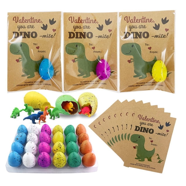Tarjetas Intercambio San Valentín Divertidas 12/24 PACK CON DINOSAURA ESCRIVA ESCARACIÓN DEL VALENTINA Regalos para Estudiantes