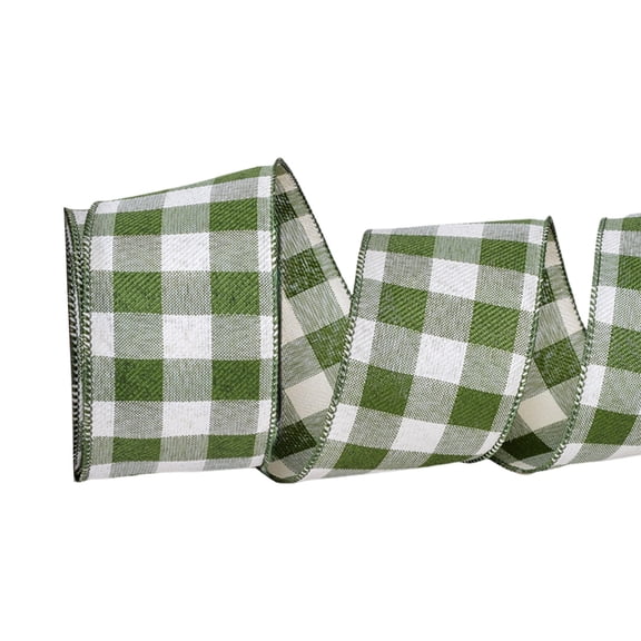 Fall Plaid Wired Edge Ribbon 2.46 Inch Wide, Thanksgiving Harvest Checkered Ribbon Roll for Gift Wrapping Wreath DIY Craft Halloween Fall Home Party Decoration