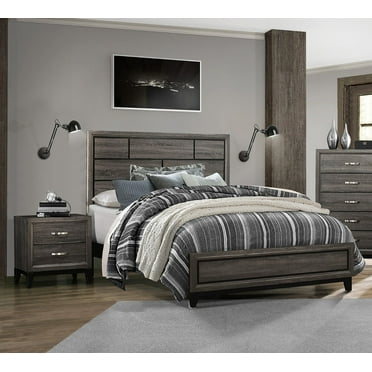 Alvear 3-Piece Wood Bedroom Set, Queen Size Panel Bed and Two ...