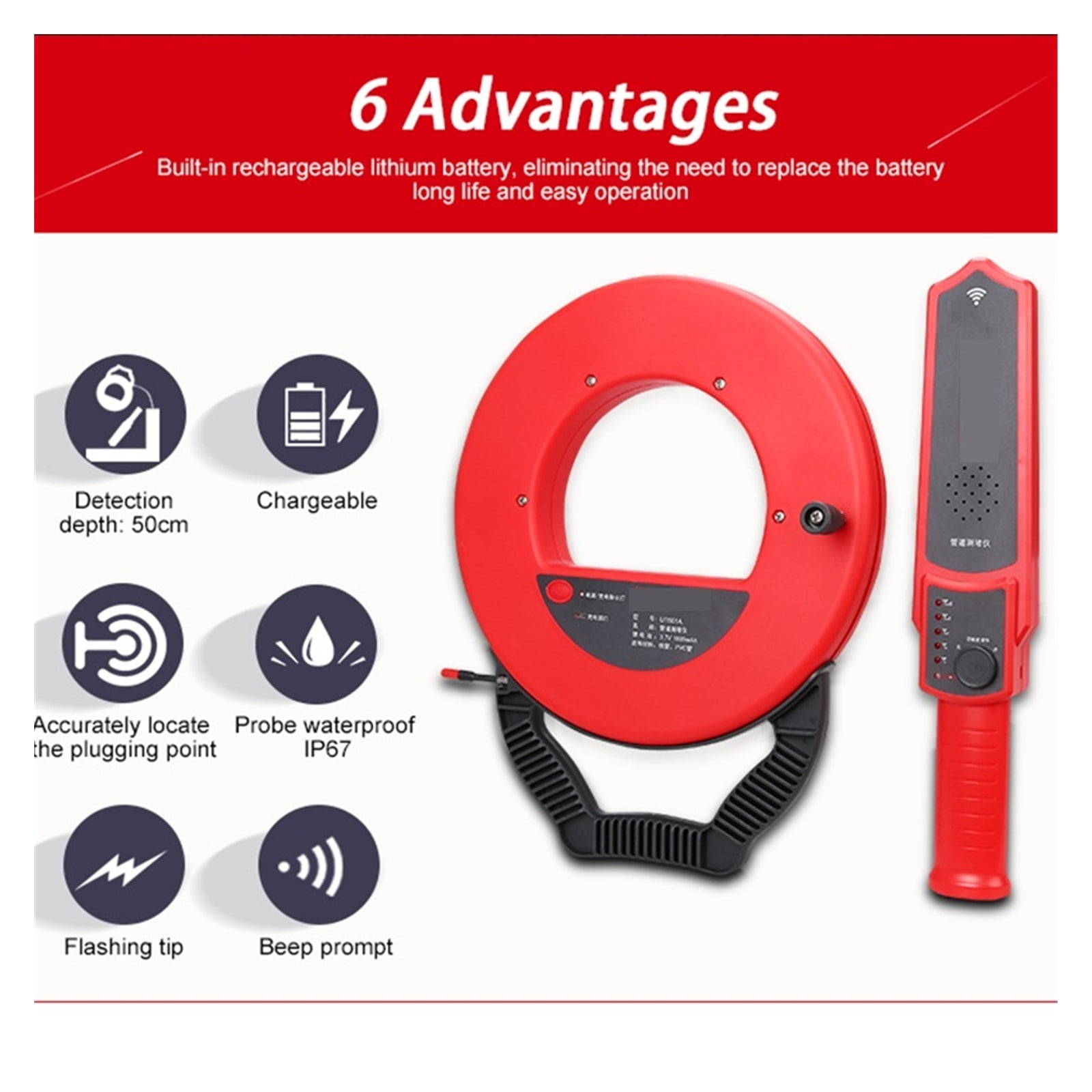 UT661A UT661B Wall PVC Iron Pipe Blockage Detector Diagnostic-tool Scanner Pipeline Blocking Clogging Plumbers Instrument ,Easy to Use