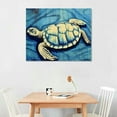 thumbnail image 2 of Navy Blue Fish Wall Art Bedroom Beach Themed Sea Turtle Jellyfish Octopus Canvas Pictures Kids Nursery Room Decor Boho Ocean Animal Painting Artworks for Bathroom Living Home Decorations, 2 of 4