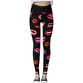 thumbnail image 1 of Gibobby Pantalones de yoga Entrenamiento Gimnasio Día Botín Correr Yoga Para Yoga Control Correr Pantalones de mujer Pantalones Adelgazar Barriga Pilates Imprimir San Valentín(Negro， S), 1 of 4