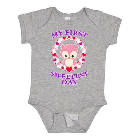 

Inktastic My First Sweetest Day with Owl and Hearts Gift Baby Boy or Baby Girl Bodysuit