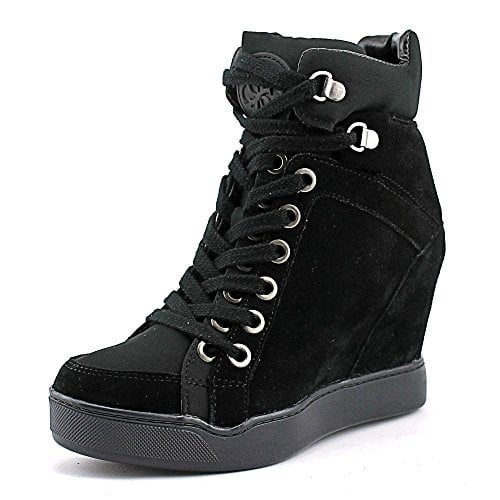 guess black wedge sneakers