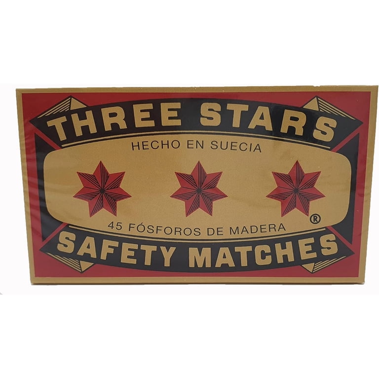 HTYSUPPLY, Three Stars Safety Matches, 3 Pack, Strike-On-Box