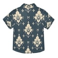 BZSMCE Short-Sleeve Button-Down Shirt Summer Navycreamfloral Pattern ...