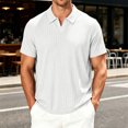 thumbnail image 7 of KLHDSF Collared Muscle Polo Shirts for Men Slim Fit V Neck Short Sleeve Ribbed Knit, Stretch, Textured, Athletic, Dress Shirt, Lightweight, Fitted Tee White XL, 7 of 7