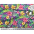 thumbnail image 3 of Soimoi Purple polyester Crepe Fabric Leaves & Floral Print Fabric by Yard 52 Inch Wide, 3 of 3
