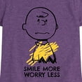 thumbnail image 3 of Peanuts - Smile More Worry Less - Youth Girls Short Sleeve Tee, 3 of 6