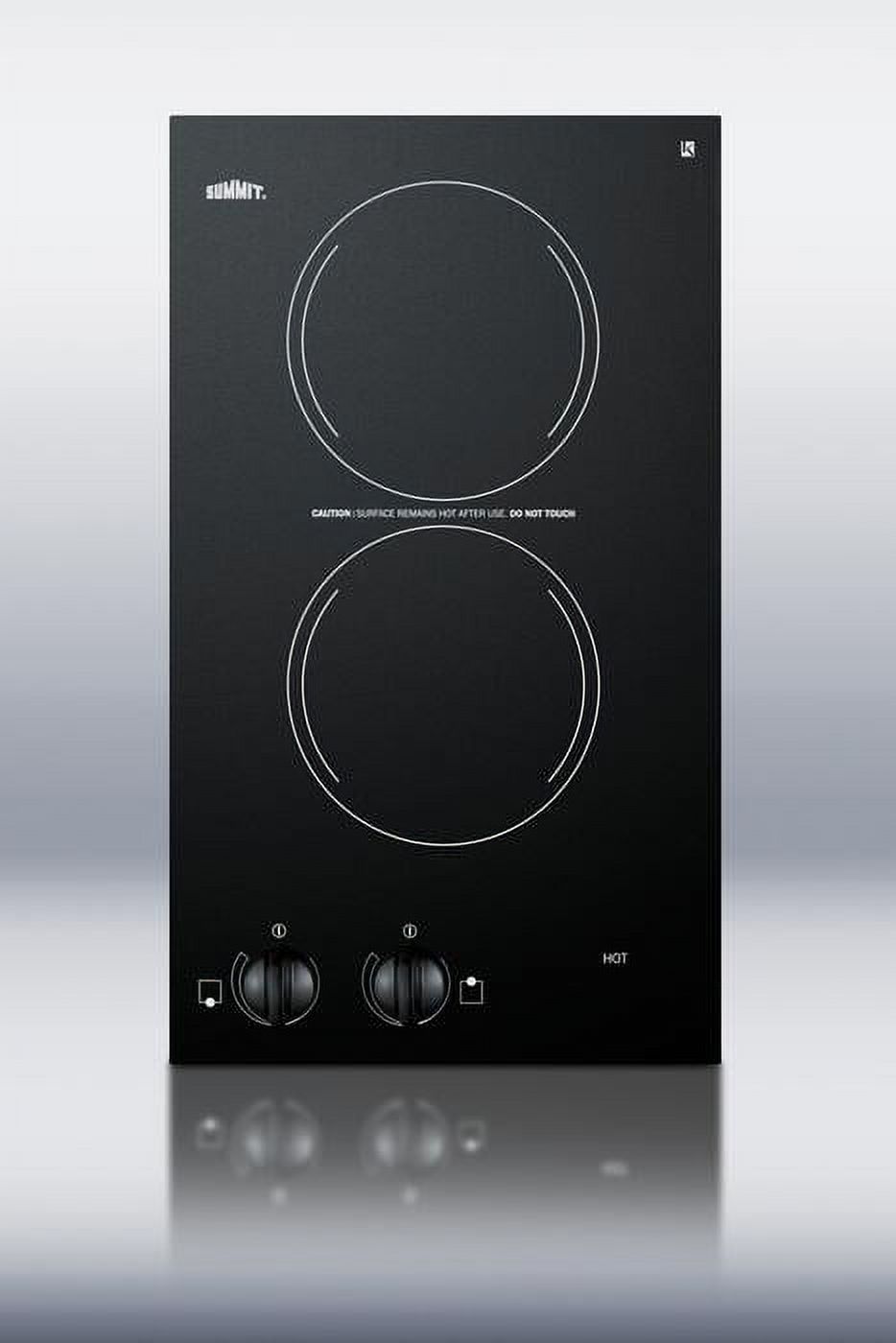 CR2110 12 Smoothtop Electric Cooktop With 2 1200W Burners Push-To-Turn Controls Black Ceramic Glass Surface Residual Heat Light 115V operation In Black"