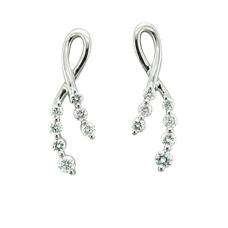14k White Gold 7 Stone Ribbon Journey Diamond Earrings 0 36 Carat 14k White Gold 7 Stone Ribbon Journey Diamond Earrings 0 36 Carat