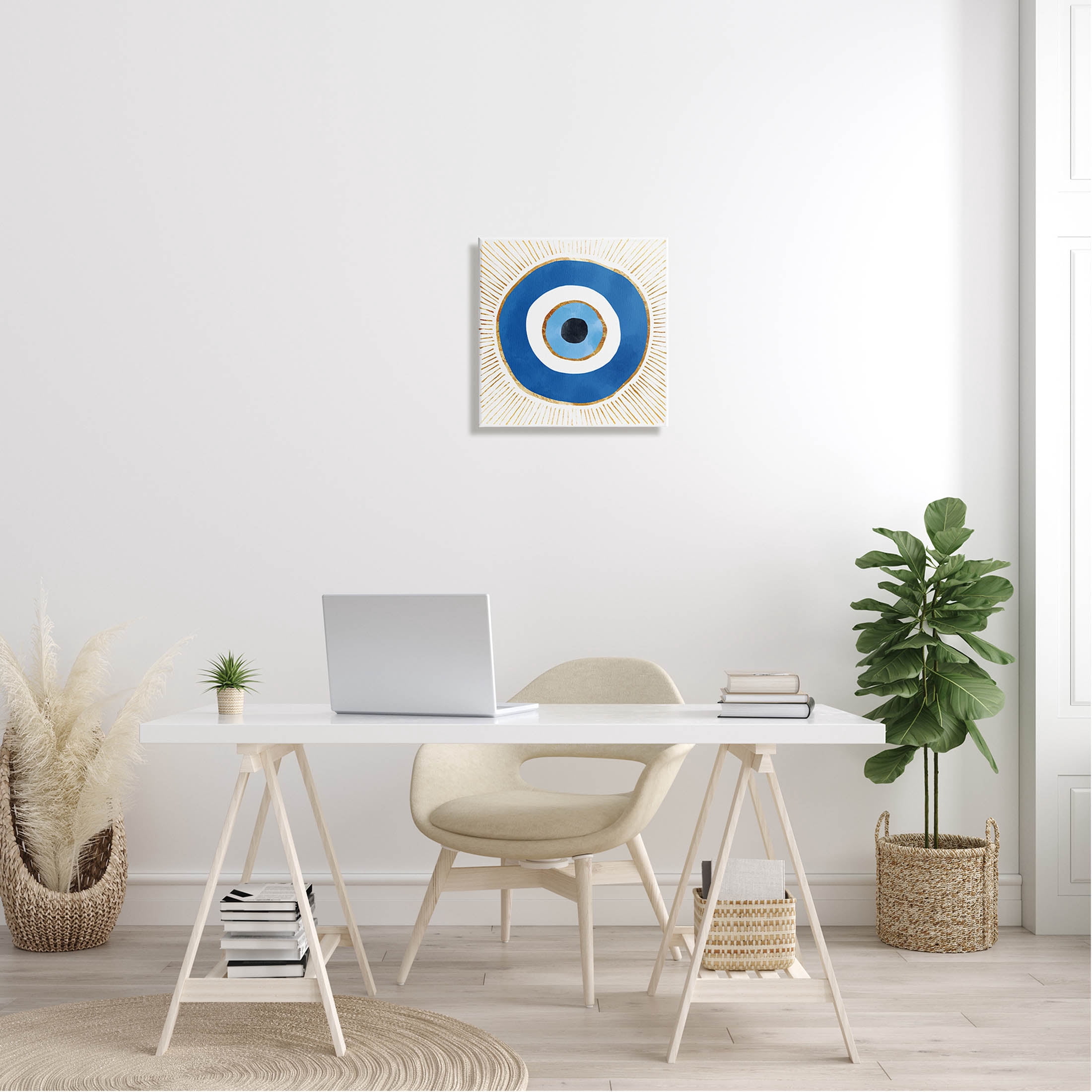 Stupell Industries Evil Eye Symbol Striped Rays Graphic Art Gallery Wrapped Canvas Print Wall Art, Design by Ziwei Li