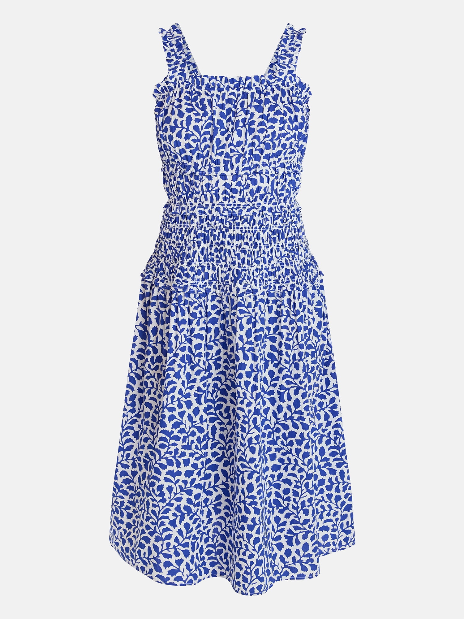 Time and Tru Women's Sleeveless Smocked Peasant Midi Dress, Sizes XS-4X