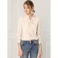 thumbnail image 2 of Allegra K Blusa Floral De Manga Larga Con Lunares Y Escote Con Volantes Para Mujer Beige L, 2 of 6