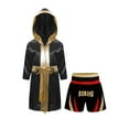 thumbnail image 2 of RUNQHUI Costume de Boxe pour Garçons Manches Longues Robe de Boxe et Shorts Muay Thai Ensemble 2 Pcs pour Arts Martiaux Rouge&Or 8, 2 of 6